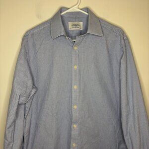 CHARLES TYRWHITT French Cuff Shirt Men 16/35in. Blue White Check 100% Cotton